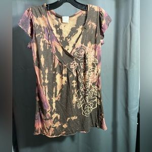 Vintage y2k Daytrip brand v-neck top , tie dye look, size L, great condition!